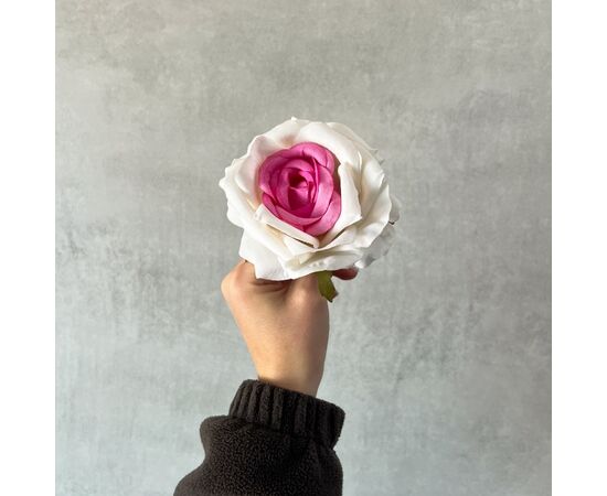 Головка розы, бело-розовая, 10 см, изображение 5 ᐒ купить на  ❤ Like7km.com.ua