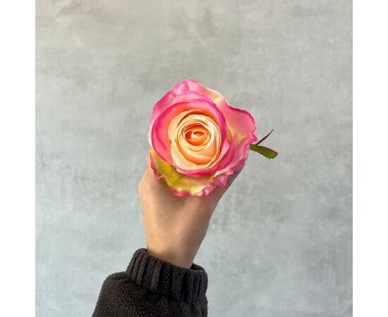 Головка розы, кремово-розовая, 8 см, изображение 5 ᐒ купить на  ❤ Like7km.com.ua