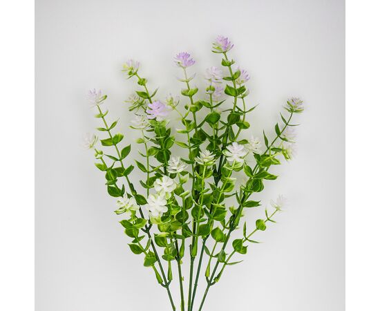 Искусственная зеленая ветвь с сиреневыми соцветиями, 35 см, изображение 2 ᐒ купить на  ❤ Like7km.com.ua