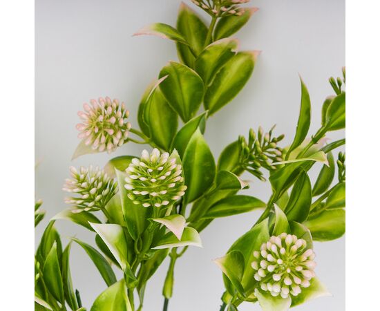 Искусственная зеленая ветвь с розовыми соцветиями, 35 см, изображение 3 ᐒ купить на  ❤ Like7km.com.ua