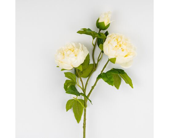 Искусственный пион с 3 бутонами с эффектом живого прикосновения, кремовый, 80 см, изображение 2 ᐒ купить на  ❤ Like7km.com.ua