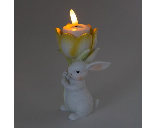 Подсвечник "Кролик с желтым тюльпаном", 12,5 см, изображение 2 ᐒ купить на  ❤ Like7km.com.ua
