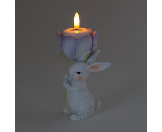 Подсвечник "Кролик с фиолетовым тюльпаном", 12,5 см, изображение 2 ᐒ купить на  ❤ Like7km.com.ua