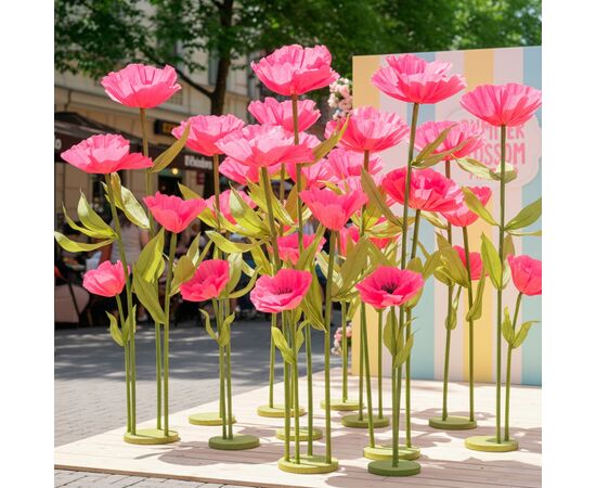 Большие ростовые декоративные цветы на стойке, розовые, 125 см, изображение 5 ᐒ купить на  ❤ Like7km.com.ua