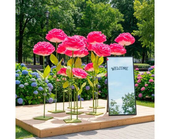 Большие ростовые декоративные цветы на стойке, розовые, 155 см, изображение 5 ᐒ купить на  ❤ Like7km.com.ua