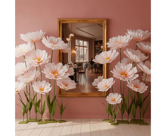 Большие ростовые декоративные цветы на стойке, бело-оранжевые, 165 см, изображение 5 ᐒ купить на  ❤ Like7km.com.ua