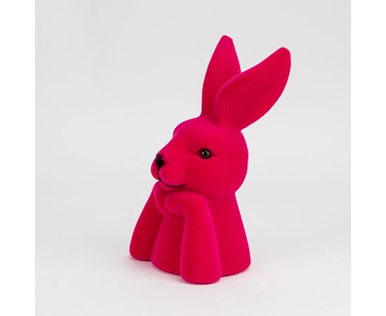 Фигурка флоковая "Пасхальный зайчик", темно-розовая, 25 см, изображение 2 ᐒ купить на  ❤ Like7km.com.ua