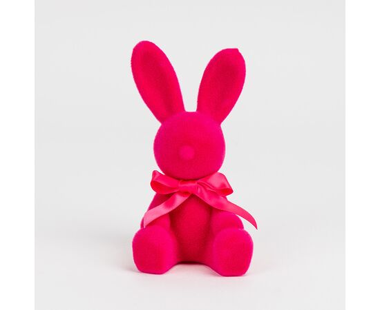 Фигурка флоковая "Пасхальный зайчик", темно-розовая, 15 см, изображение 3 ᐒ купить на  ❤ Like7km.com.ua
