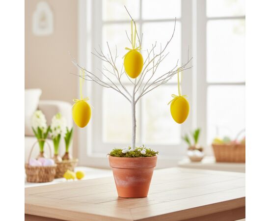 Крашанка флоковая подвесная, желтая, 14 см, изображение 2 ᐒ купить на  ❤ Like7km.com.ua