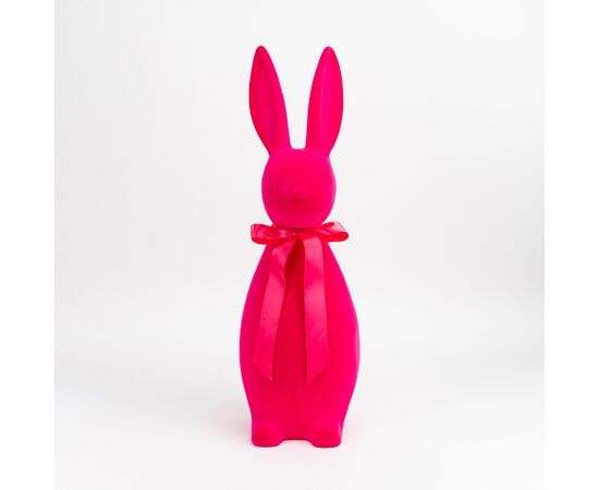 Фигурка флоковая "Пасхальный зайчик", темно-розовая, 70 см, изображение 3 ᐒ купить на  ❤ Like7km.com.ua