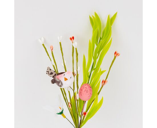 Пасхальная декоративная веточка "Птичка и крашанка", 33 см, изображение 2 ᐒ купить на  ❤ Like7km.com.ua