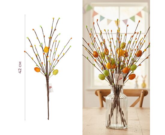 Пасхальная декоративная веточка с крашанками, 42 см, изображение 4 ᐒ купить на  ❤ Like7km.com.ua