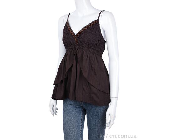 Блузка Лето 506 (08880) brown (3 шт. р.S-L) "Obuvok" оптом со склада 7км ᐒ купить на  ❤ Like7km.com.ua