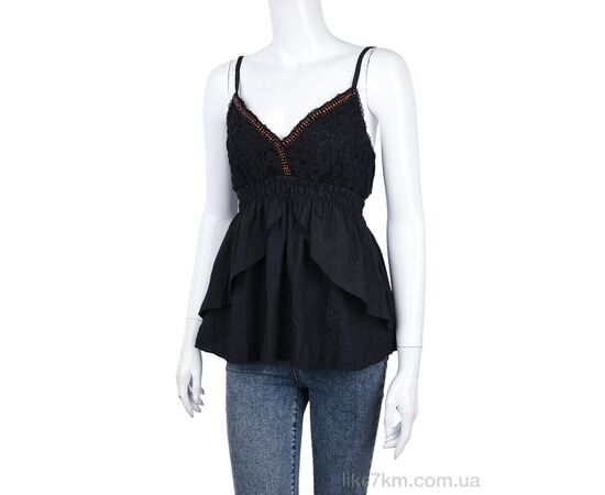 Блузка Лето 506 (08881) black (3 шт. р.S-L) "Obuvok" оптом со склада 7км ᐒ купить на  ❤ Like7km.com.ua