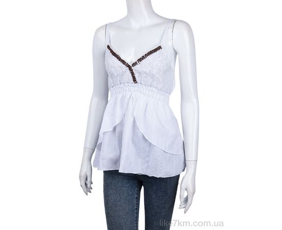 Блузка Лето 506 (08883) white (3 шт. р.S-L) "Obuvok" оптом со склада 7км ᐒ купить на  ❤ Like7km.com.ua