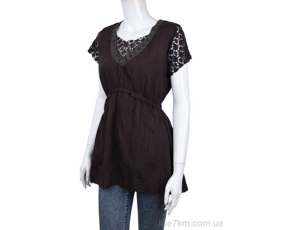 Блузка Лето 508 (08886) brown (3 шт. р.S-L) "Obuvok" оптом со склада 7км ᐒ купить на  ❤ Like7km.com.ua