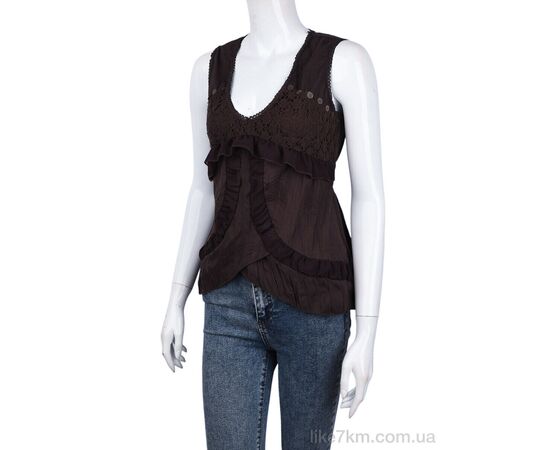 Блузка Лето 511 (08884) brown (3 шт. р.S-L) "Obuvok" оптом со склада 7км ᐒ купить на  ❤ Like7km.com.ua