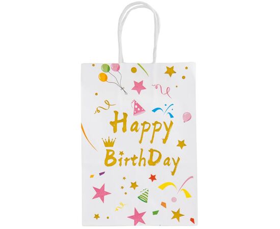 Подарочный пакет "Happy birthday", белый, 21*15*8 см ᐒ купить на  ❤ Like7km.com.ua