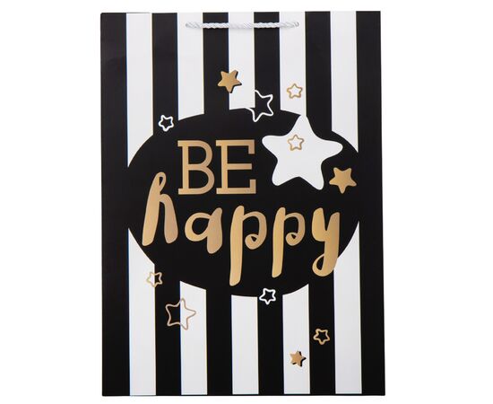 Подарочный пакет "Be happy", 31*42 см * Рандомный выбор дизайна ᐒ купить на  ❤ Like7km.com.ua