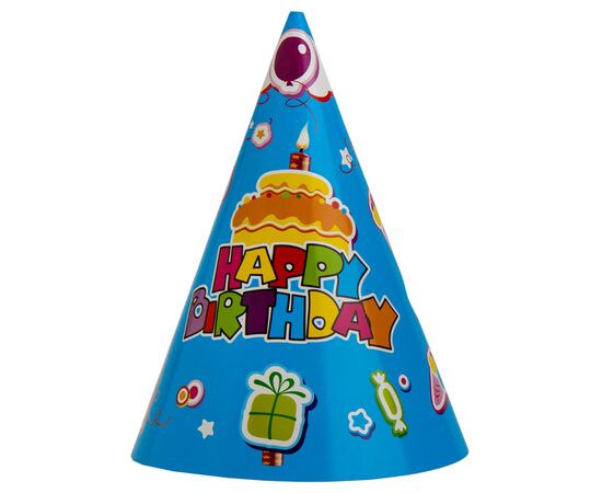 Набор колпаков "Happy Birthday", 6 шт, голубой, 24 см YOO-HOO! ᐒ купить на  ❤ Like7km.com.ua