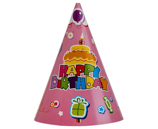 Набор колпаков "Happy Birthday", 6 шт, розовый, 24 см YOO-HOO! ᐒ купить на  ❤ Like7km.com.ua