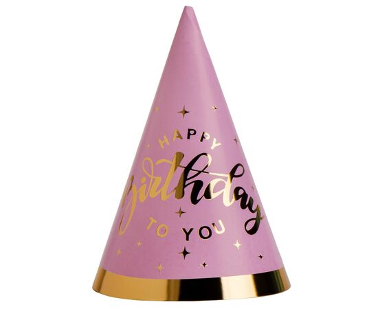 Набор колпаков "Happy Birthday to you", 6 шт, розовый, 20 см YOO-HOO! ᐒ купить на  ❤ Like7km.com.ua