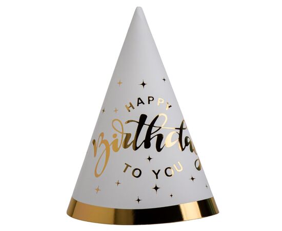 Набор колпаков "Happy Birthday to you", 6 шт, белый, 20 см YOO-HOO! ᐒ купить на  ❤ Like7km.com.ua